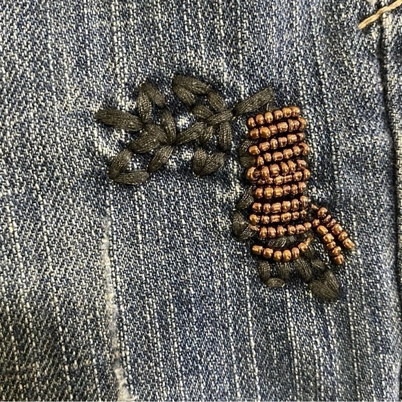 Vintage American Exchange boho embellished kick crop jeans size 32 - Picture 8 of 16